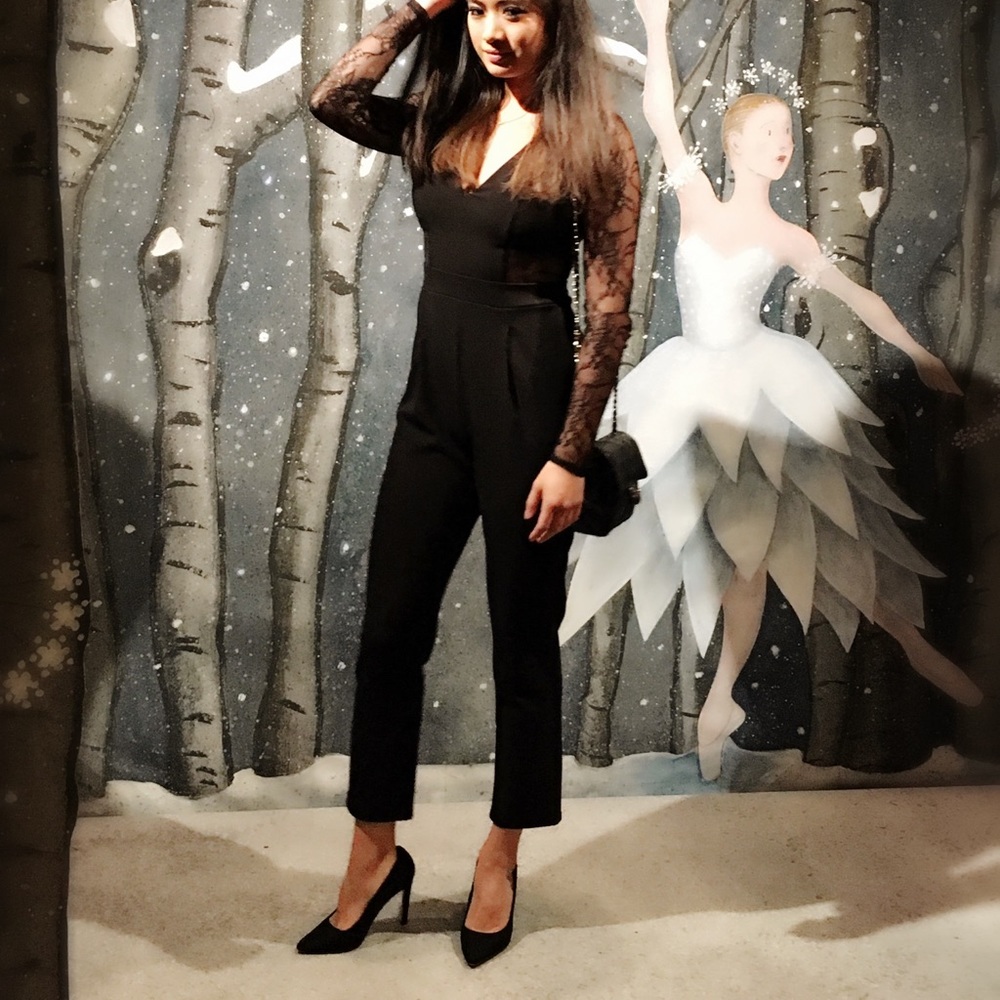 Express black lace jumpsuit